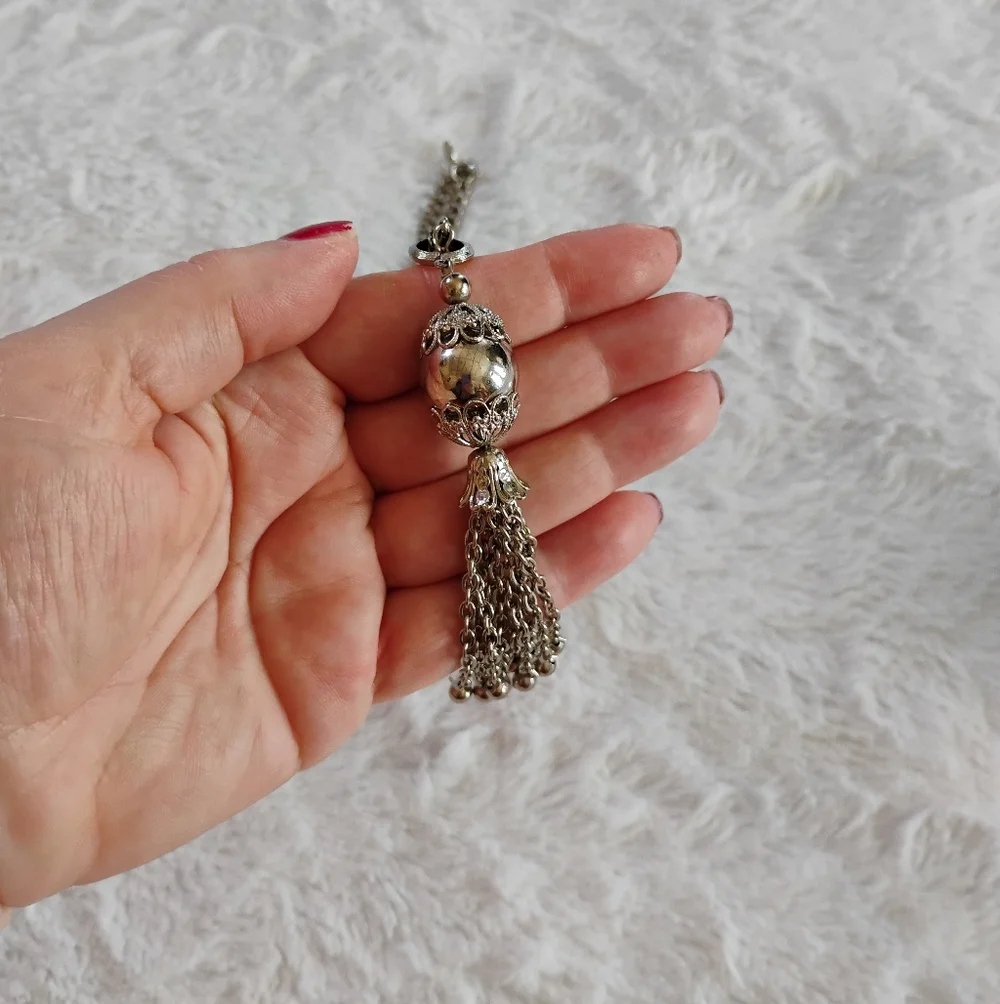 Vintage Park Lane Double Strand Heart Tassel Necklace